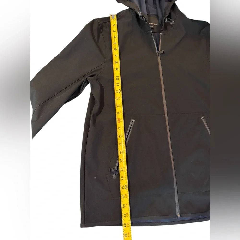 Banana Republic Classic Men's Black Zip Up Hooded Raincoat, Size M - Picture 6 of 11